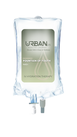 A bag of liquid iv bag with a label that says urbanrx health lounge mobile iv services in houston, tx