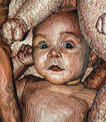 Close up of a baby's face.