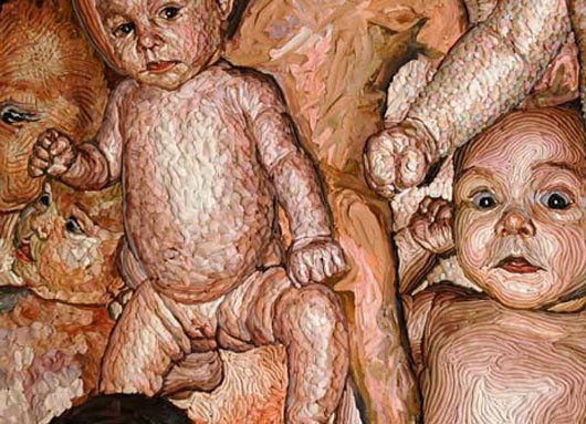 Art of a group of babies together.