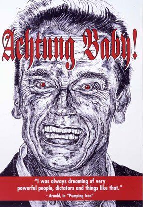 A black and white drawing of arnold schwarzenegger with a quote on it.