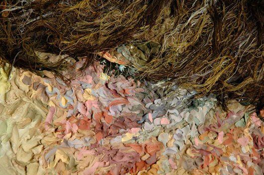 A close up of a painting of a dog 's fur.