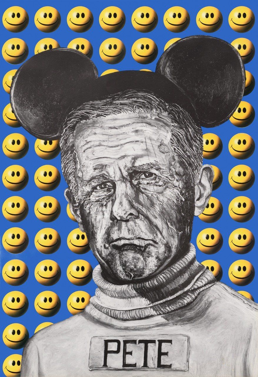 A drawing of a man wearing mickey mouse ears and the name pete