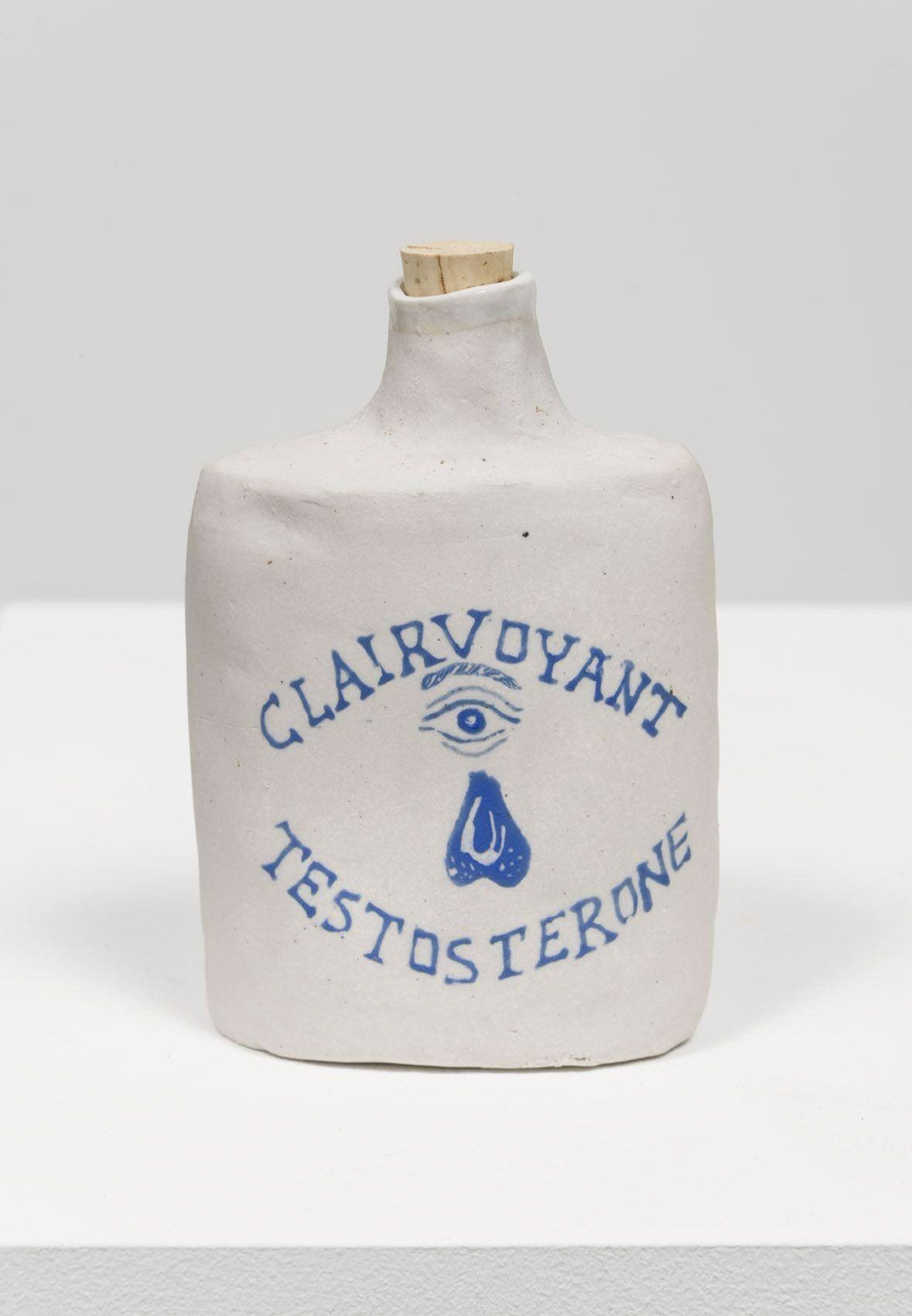 A white bottle with the words clairvoyant testosterone on it