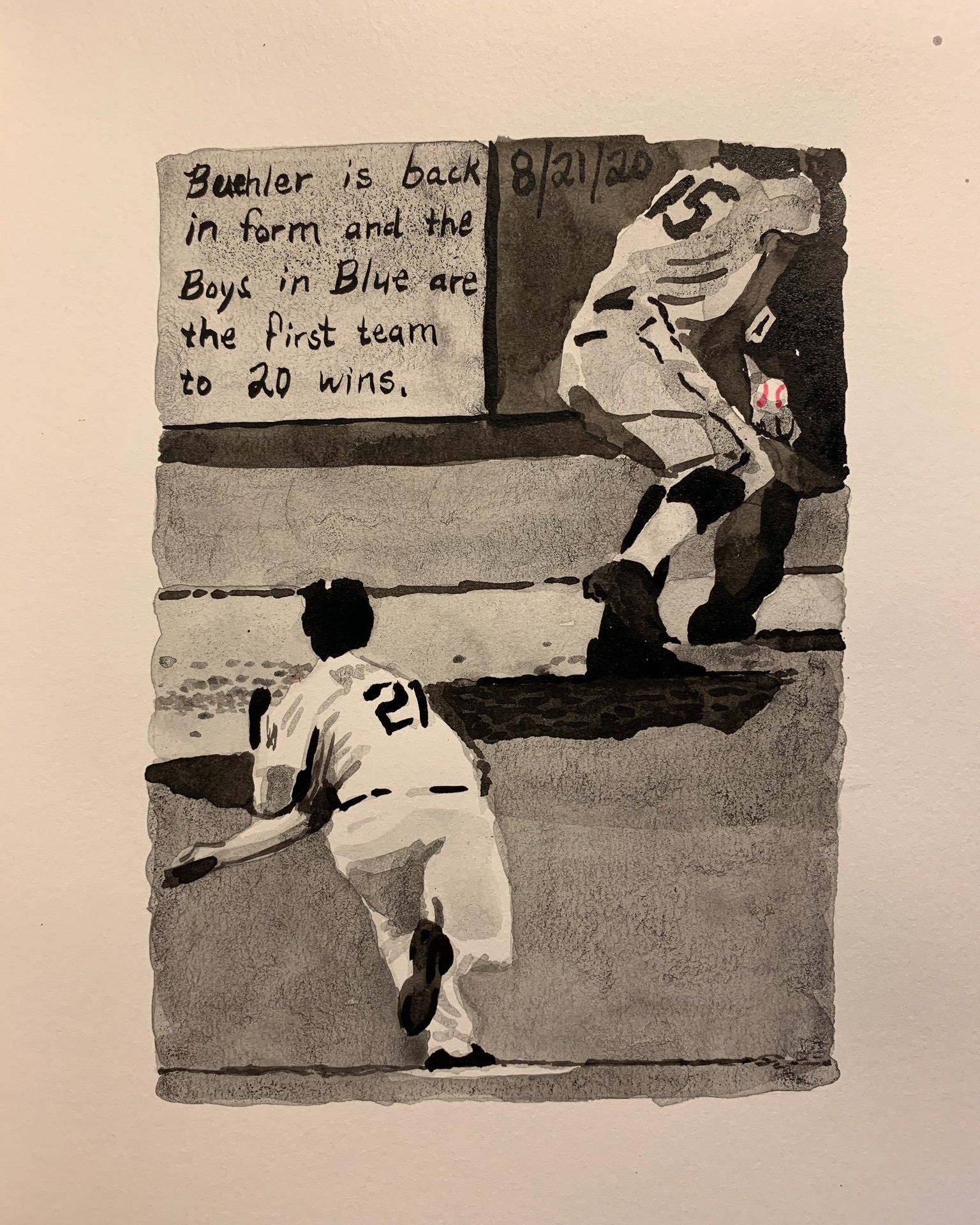 A baseball player with the number 21 on his jersey