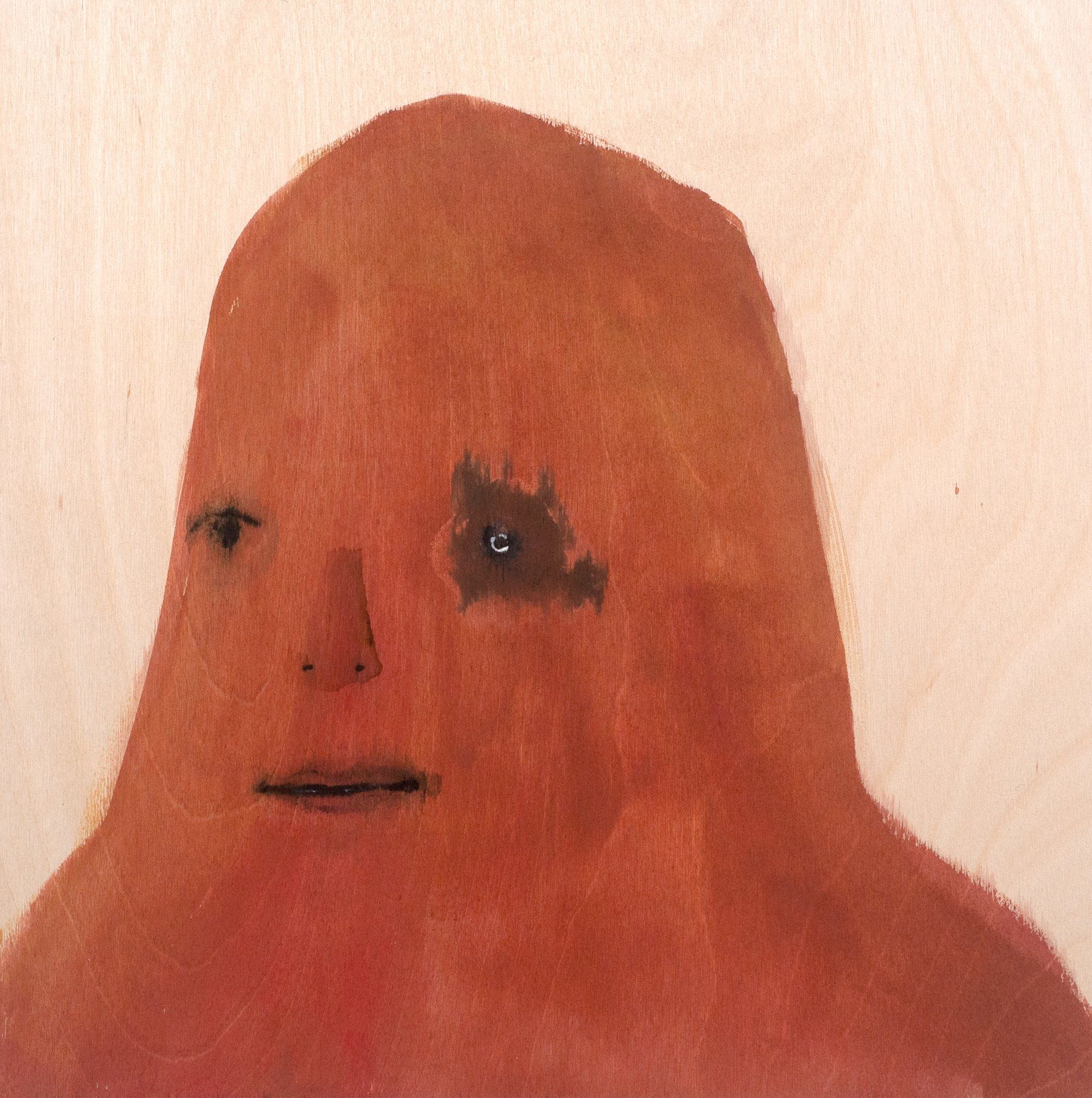 A close up of a painting of a person 's face