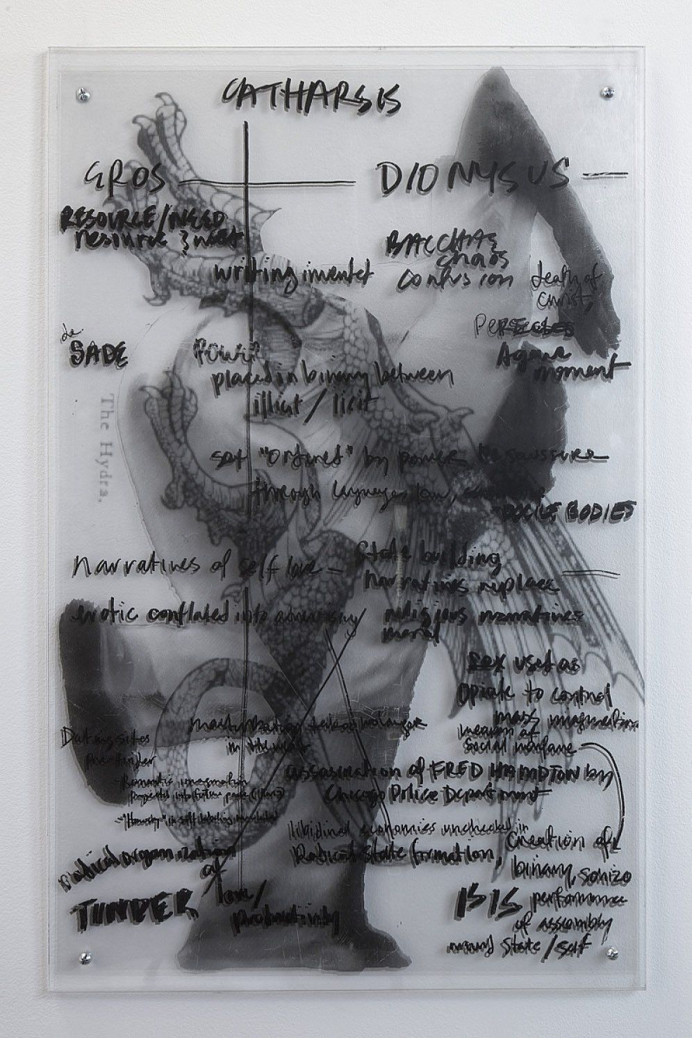 A drawing of a person with a lot of writing on it