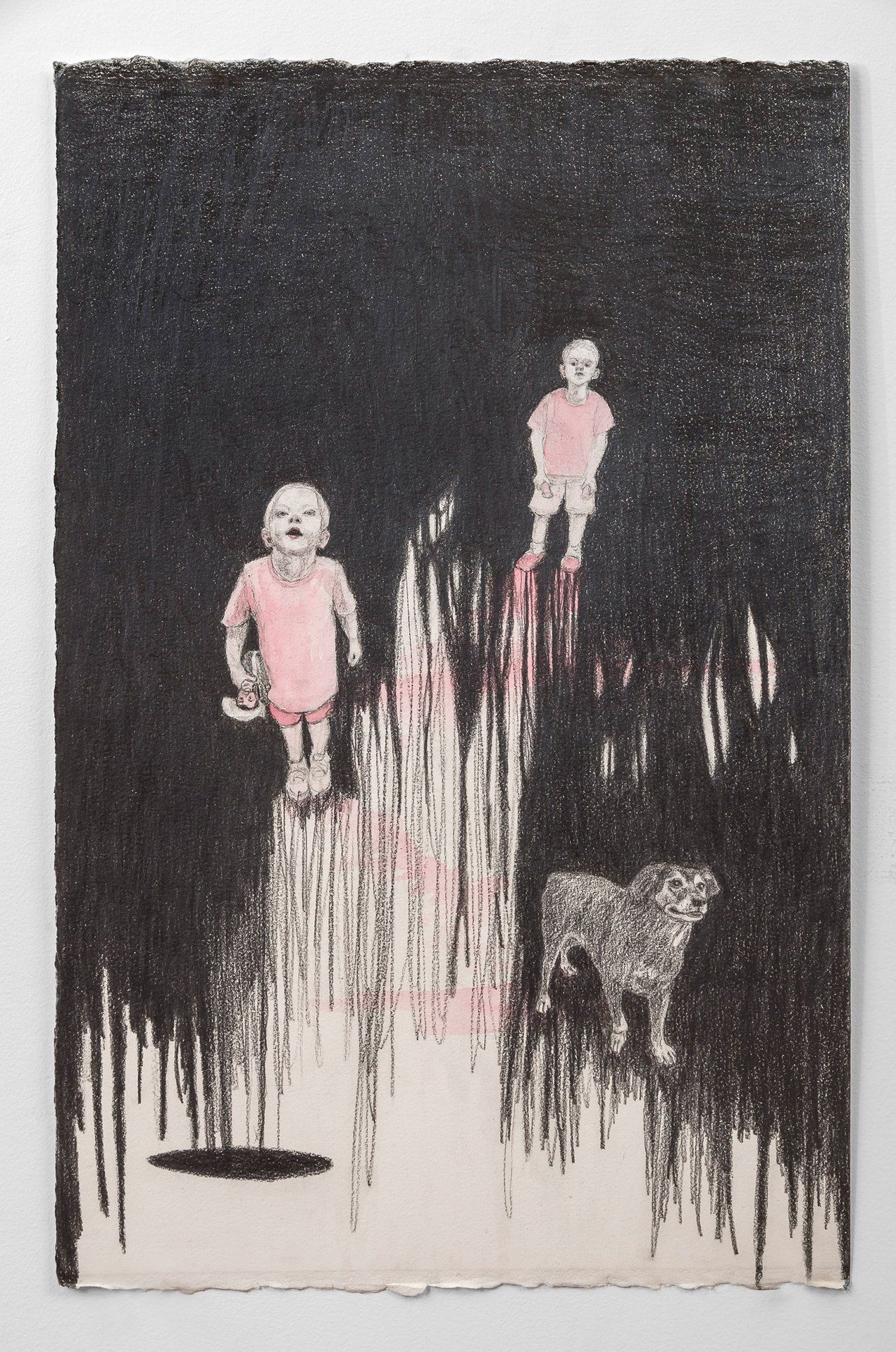 A painting of two children standing next to each other