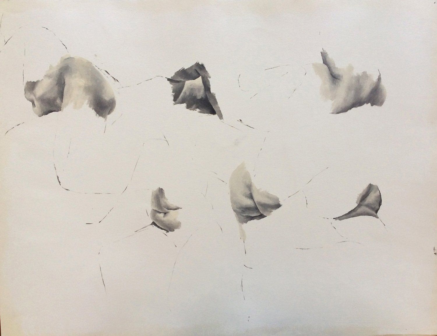 A black and white drawing of a person 's face