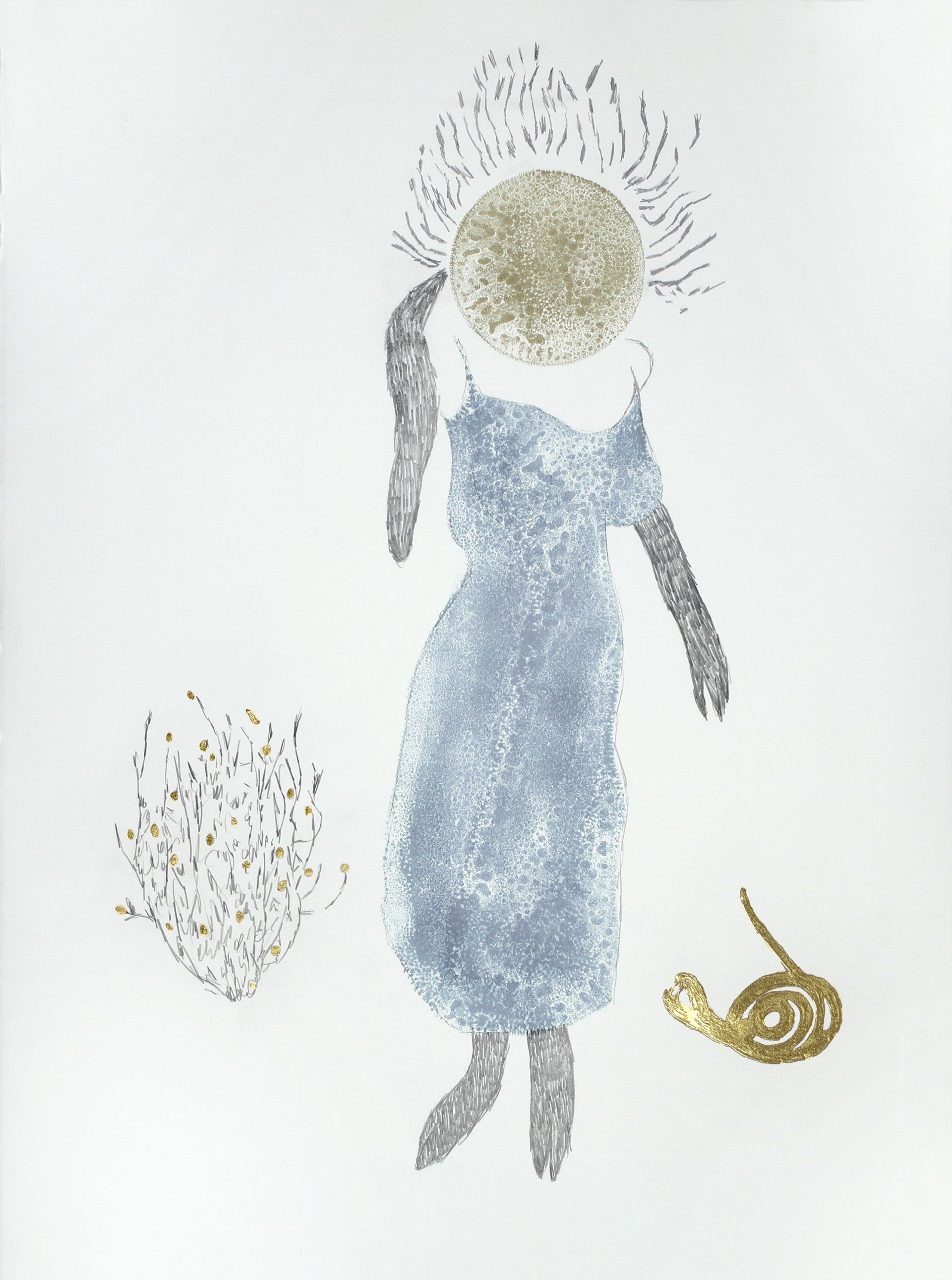 A drawing of a woman wearing a hat and gloves