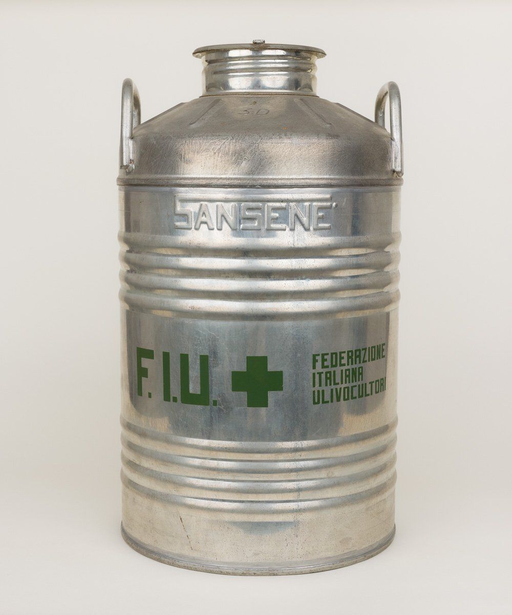 A metal can with the word filu on it