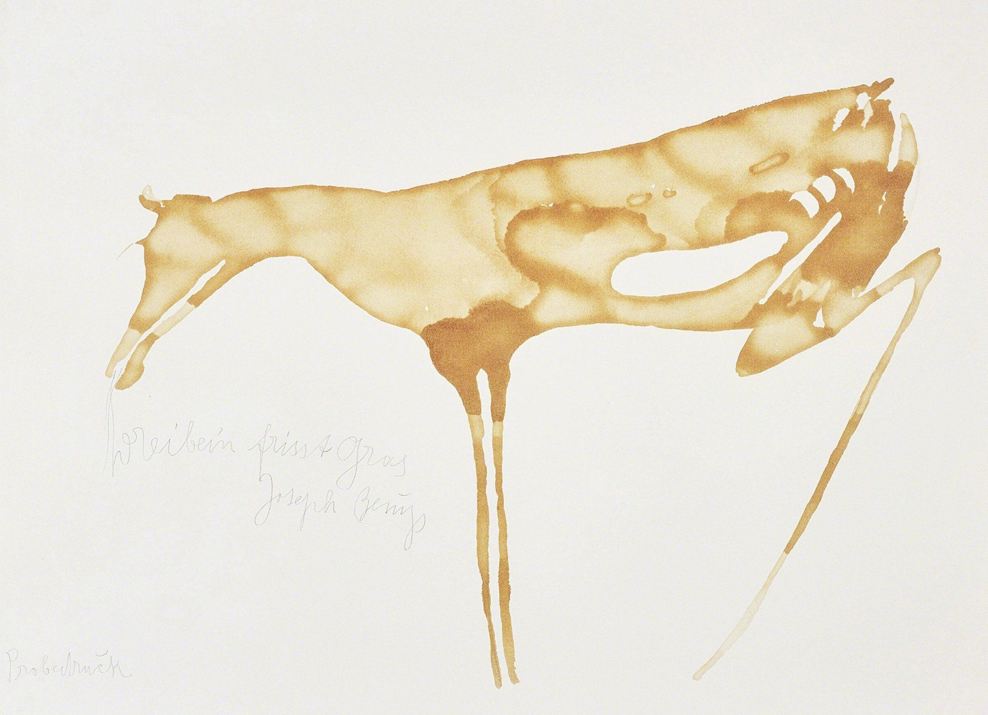 A drawing of a horse with a long neck