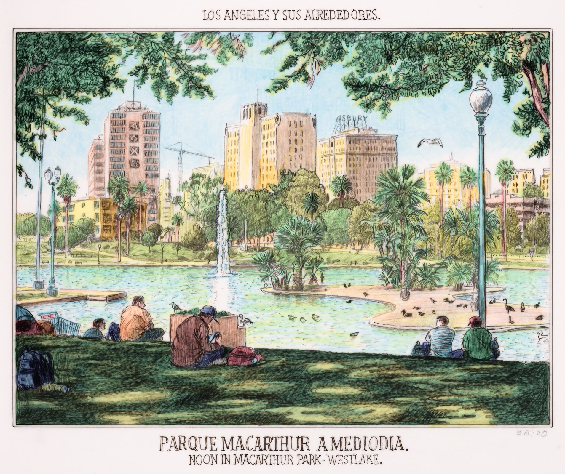 Sandow Birk, Noon in MacArthur Park - Westlake