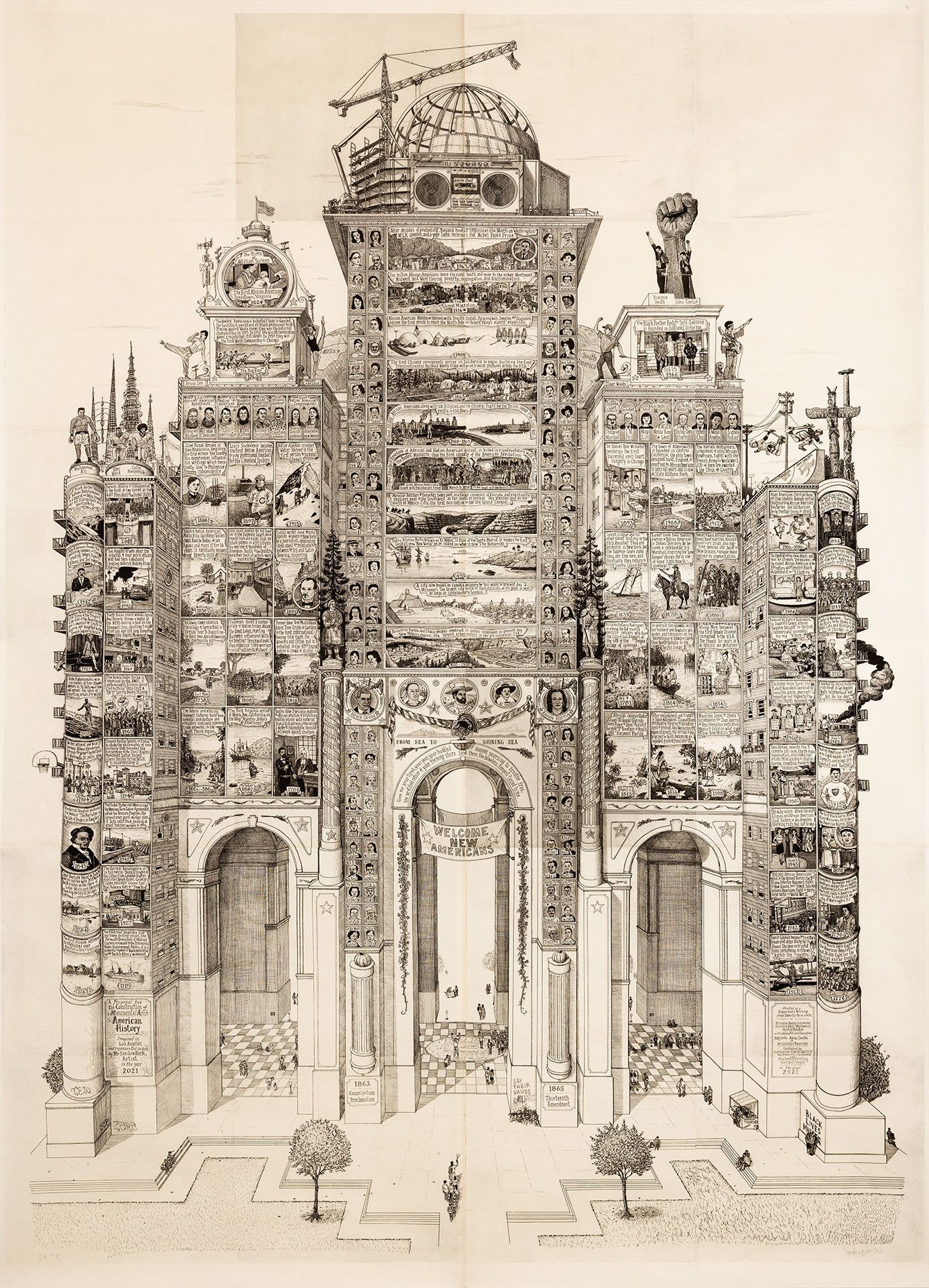 Direct gravure etching on twenty-four copper plates printed on sheets of gampi paper, joined and backed with sekishu kozo paper. 102 x 72 inches