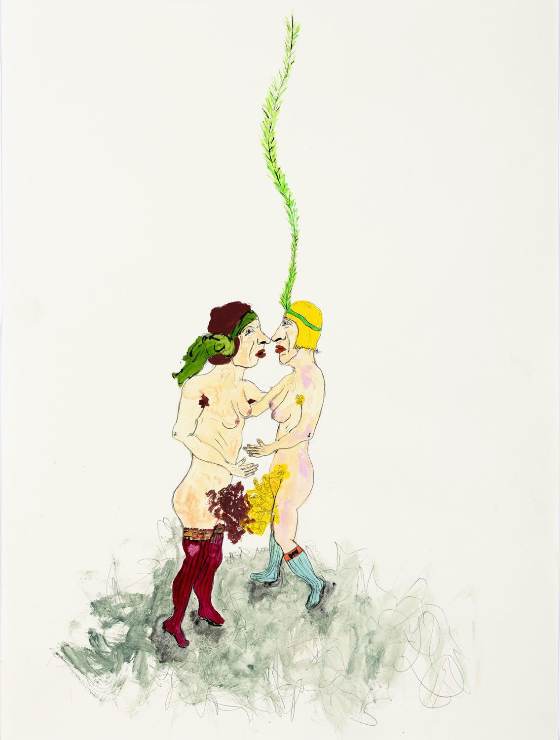 Drawing of two people in close proximity.