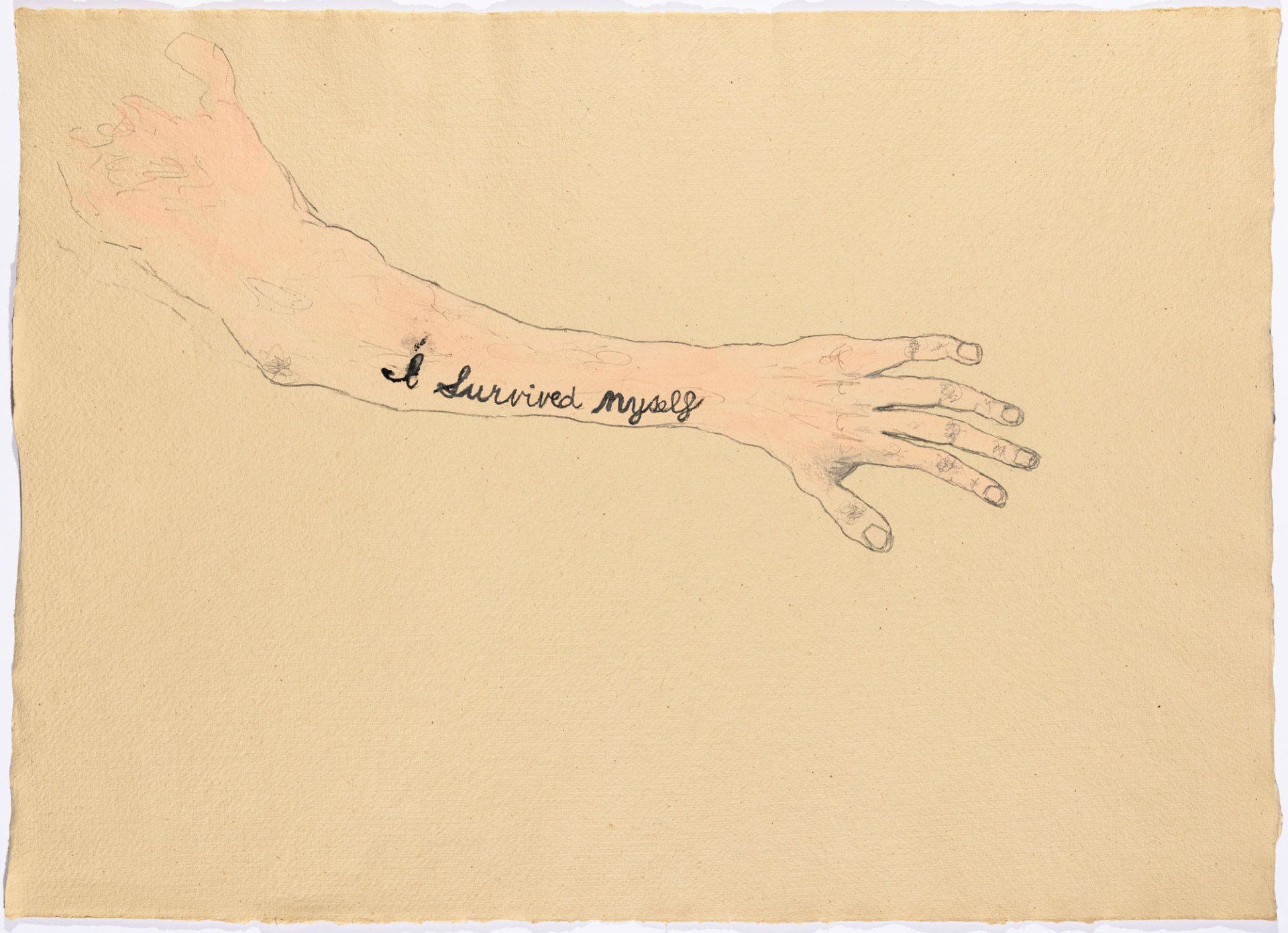 A drawing of a hand with the words i deserve myself written on it
