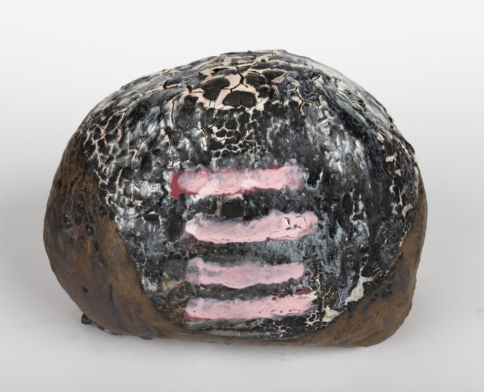 A piece of bread that has been cut in half