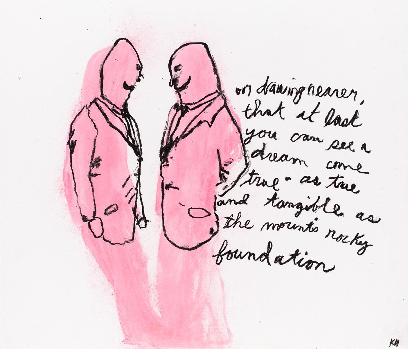 A drawing of two men with a quote from the foundation