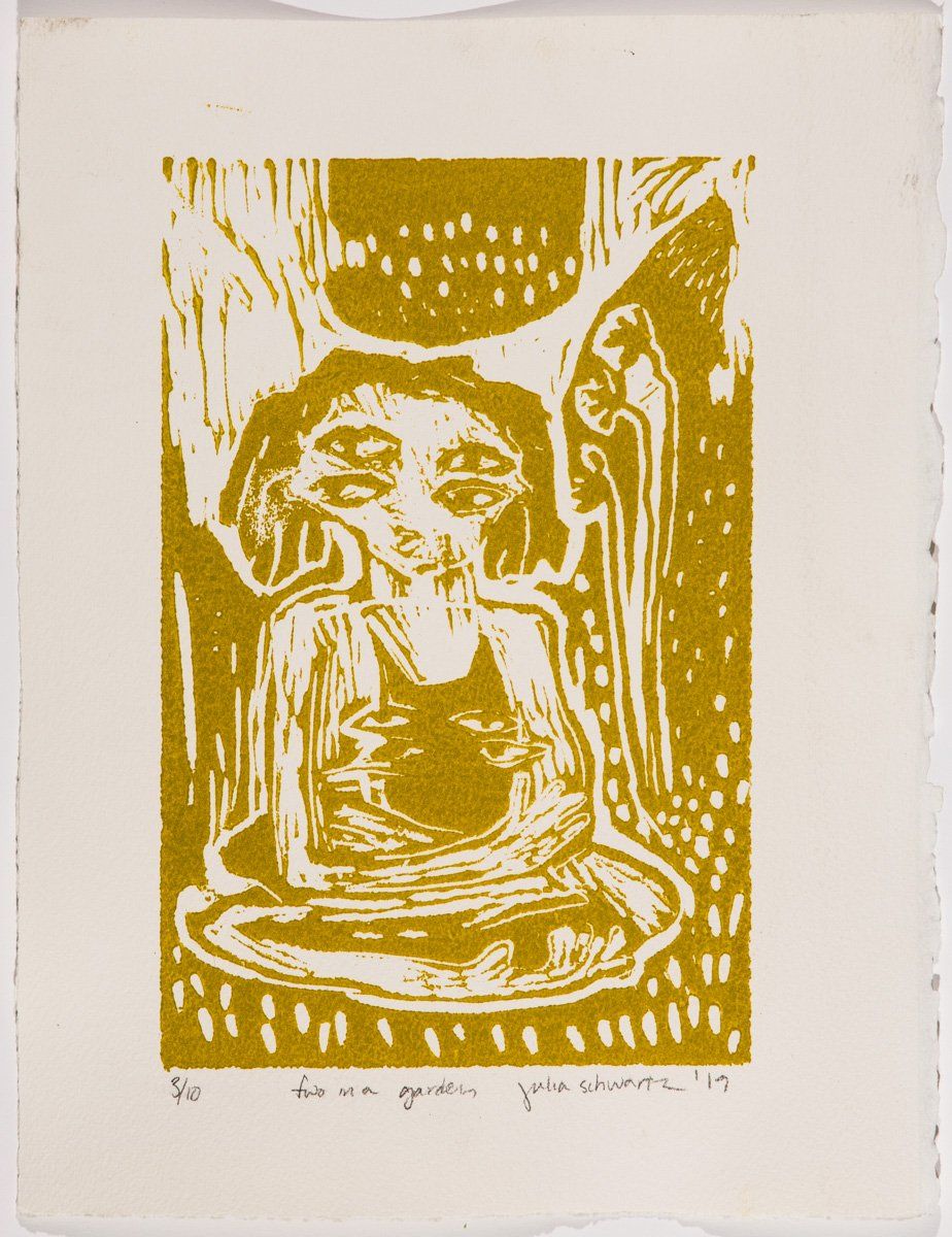 A drawing of a woman in a bathtub with the words