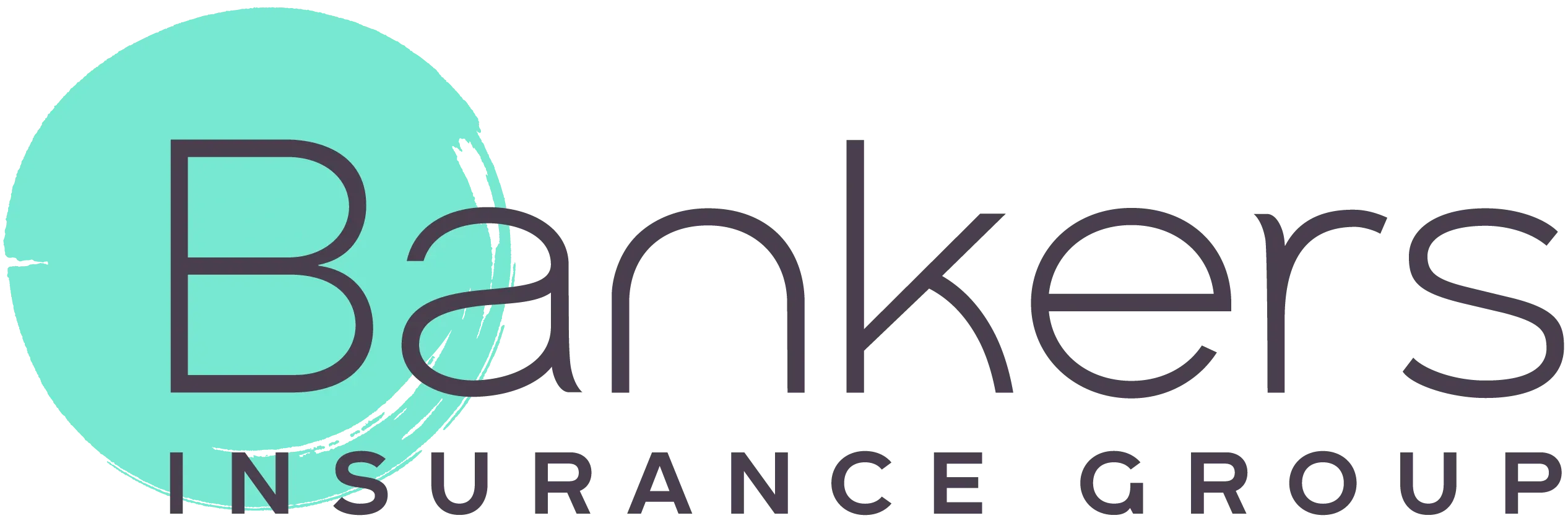 Bankers Insurance Group logo with teal circle, dark gray text.