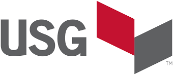 USG logo: gray text and abstract shapes in red and gray.
