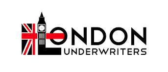 Logo: London Underwriters. Features the UK flag, Big Ben, and the word 