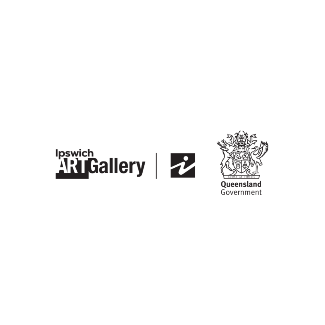 The logo for the ipswich art gallery is black and white.