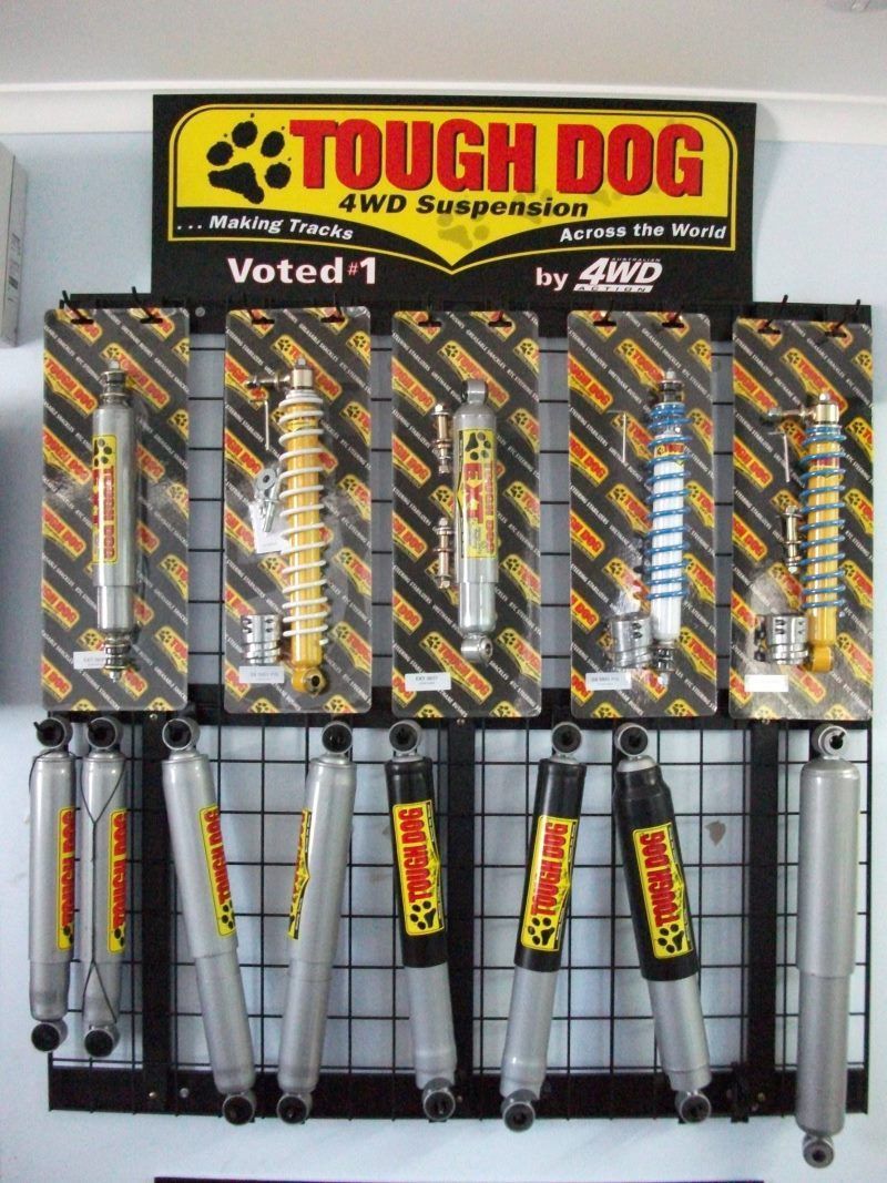 A Display Of Tough Dog 4wd Suspension Products — Gympie Diesel & Dyno Centre in Glanmire, QLD