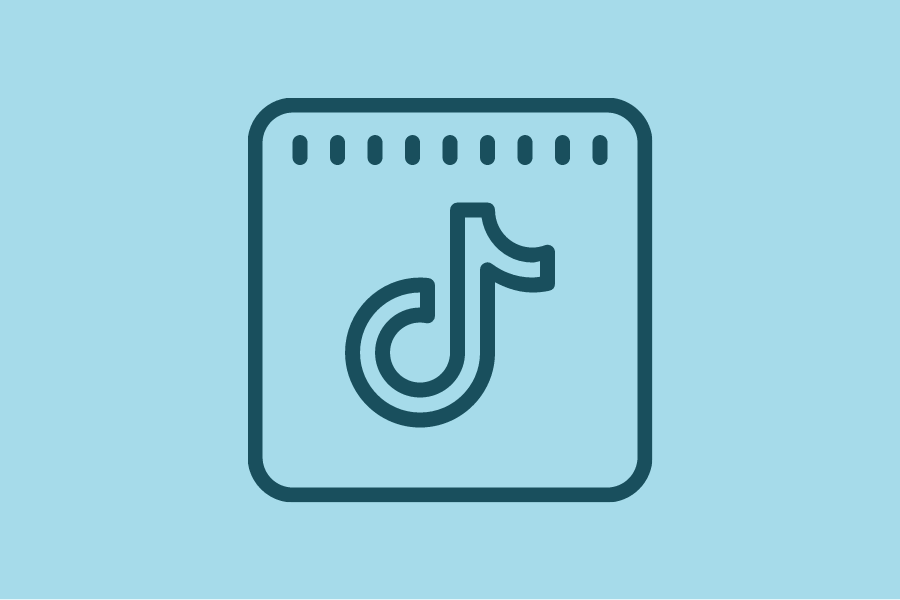 TikTok logo on a light blue background inside a rounded square icon