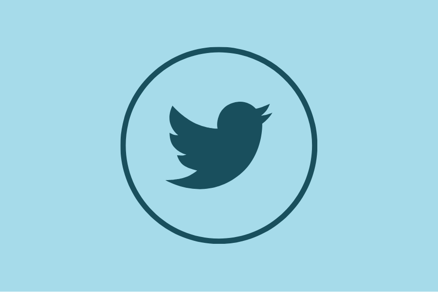 Dark teal Twitter bird logo inside a circle on a light blue background