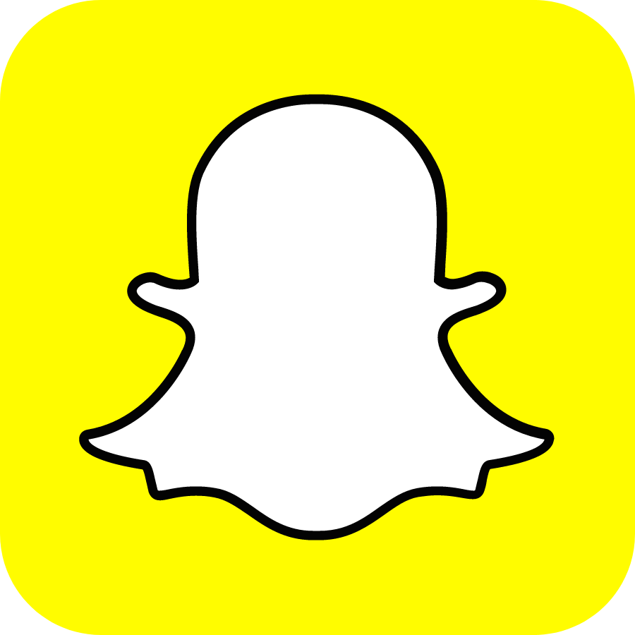 Snapchat ghost logo on a bright yellow square background