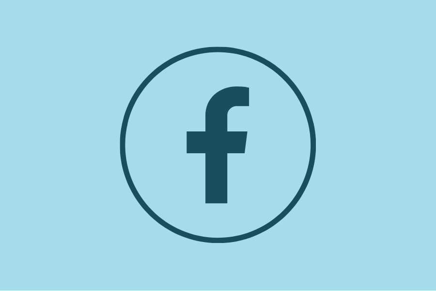 Dark teal Facebook “f” logo inside a circle on a light blue background