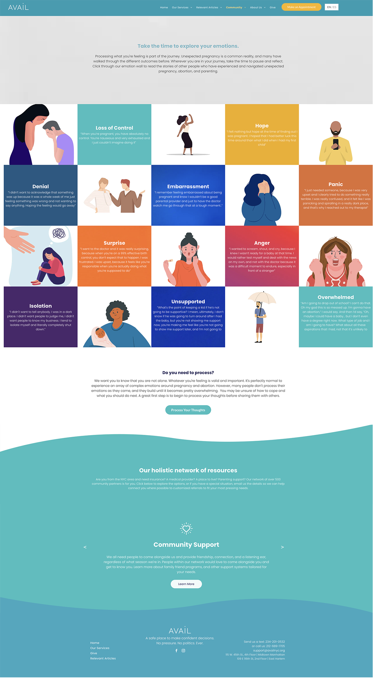 Illustrated flyer with multiple colorful portraits and text blocks on a teal and white background.