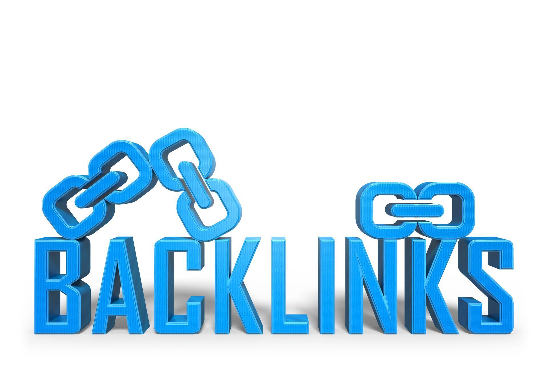 Blue “BACKLINKS” text with chain-link icons above it