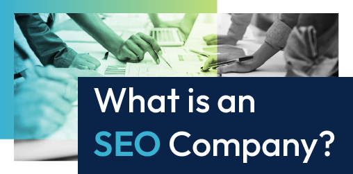 SEO company banner with people working on laptops and the text “What is an SEO Company?”