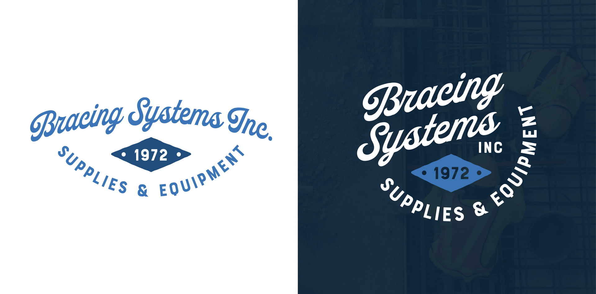 Bracing Systems Inc. logo in blue and white on a dark navy background, with “Supplies & Equipment” text