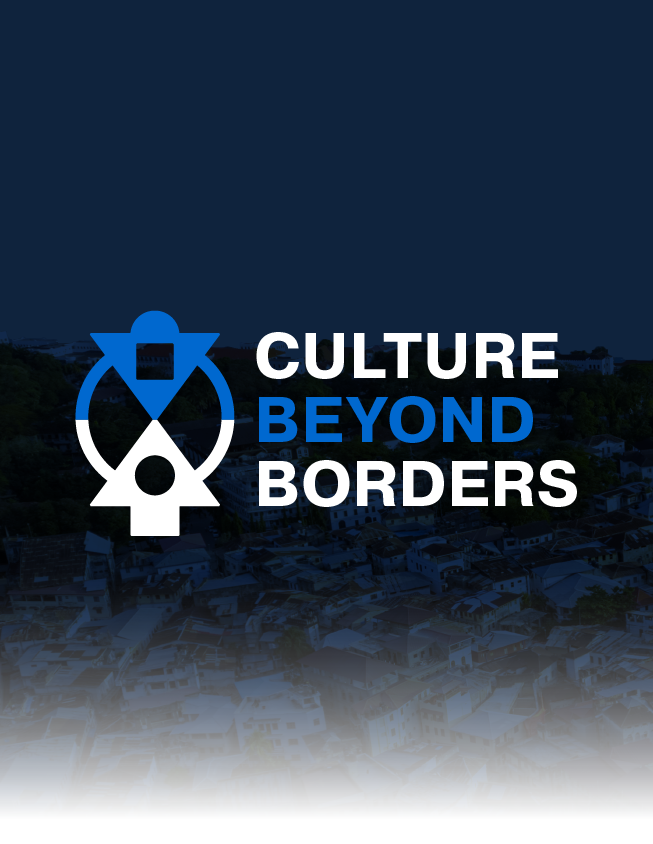 Logo reading “CULTURE BEYOND BORDERS” in white and blue on a dark background with a stylized emblem