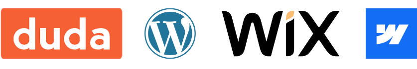 Duda, WordPress, Wix, and Weebly logos in a horizontal row