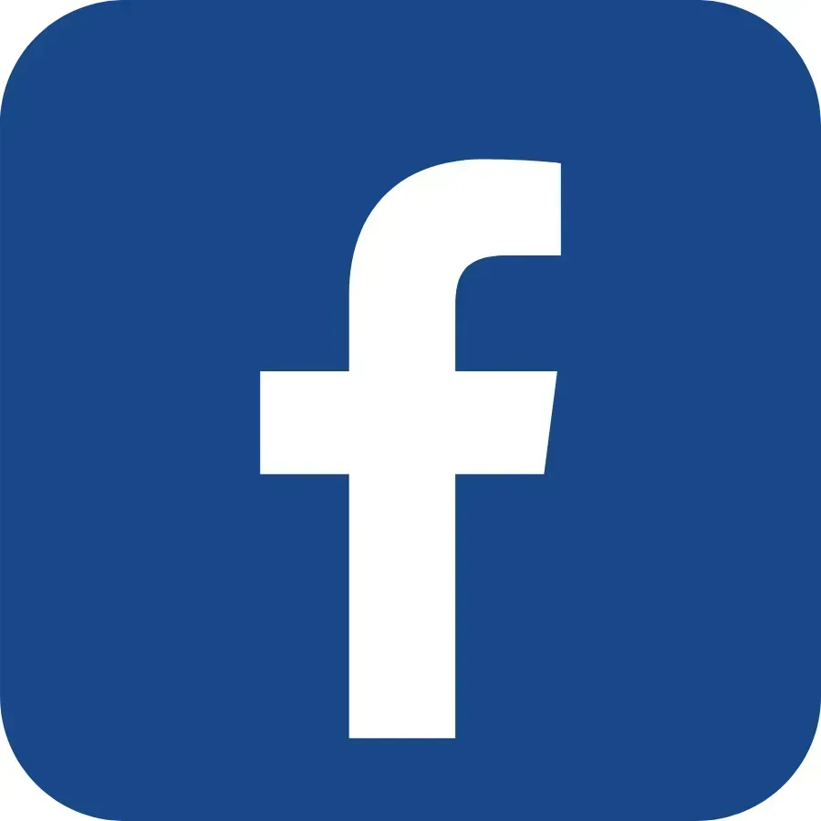 Facebook logo: white lowercase “f” on a blue square background