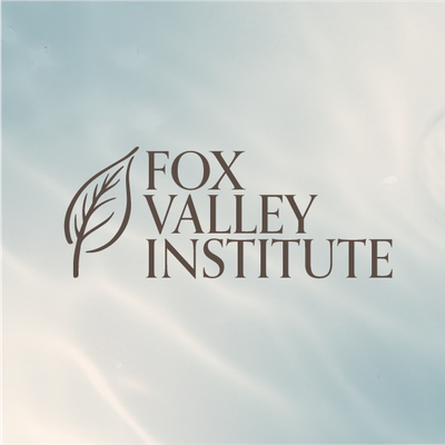 Fox Valley Institute logo with leaf icon on a soft blue-gray background