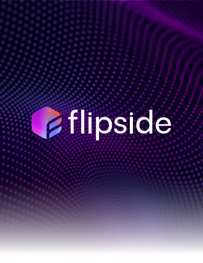 Flipside logo on a purple abstract dotted background