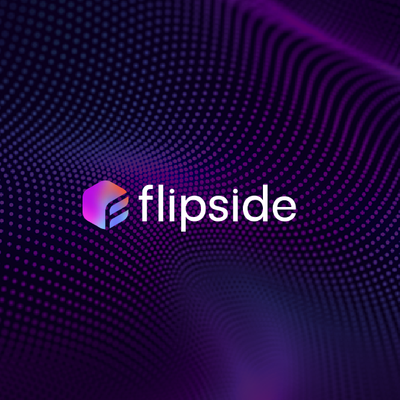 Flipside logo on a purple abstract wave background