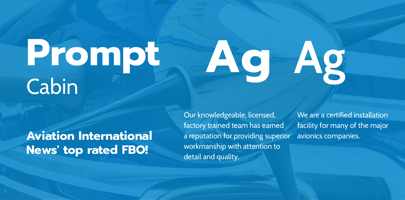 Blue promotional slide with large white “Prompt” text and “Ag” labels over a subtle sailing/background image