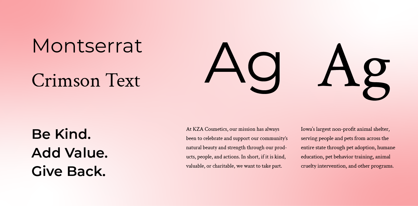 Typography poster showing Montserrat and Crimson Text with sample 