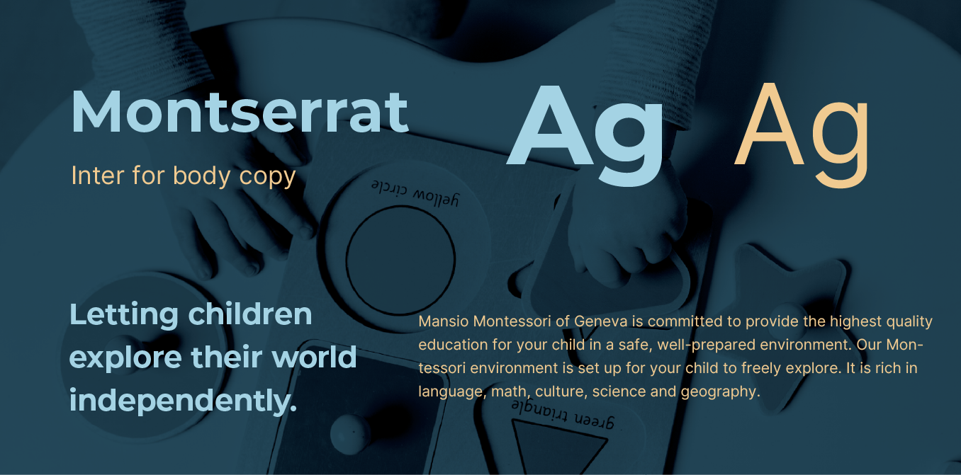 Blue typography poster showing “Montserrat” and large “Ag” with white descriptive text.
