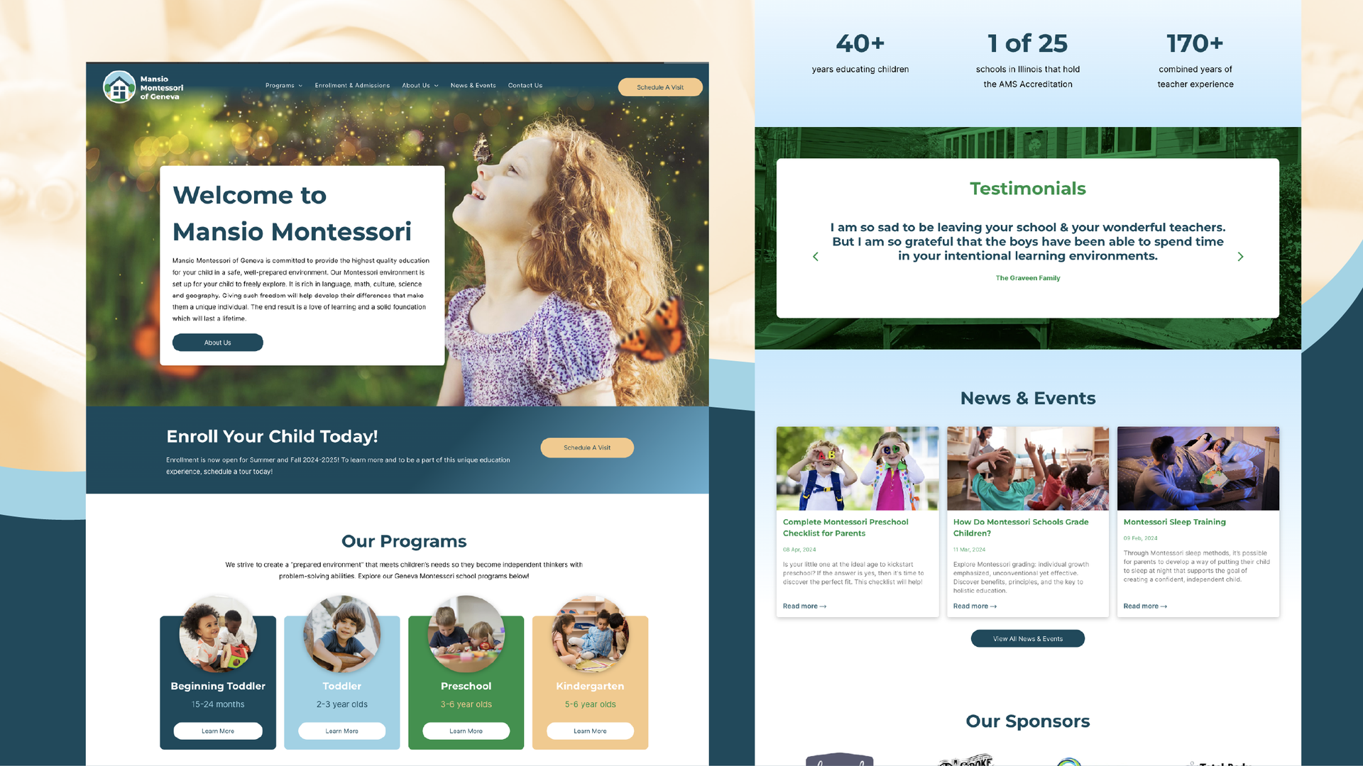 Website mockup for Animal Maroo-Moo, with teal sections, a hero photo, stats, testimonials, and blog cards