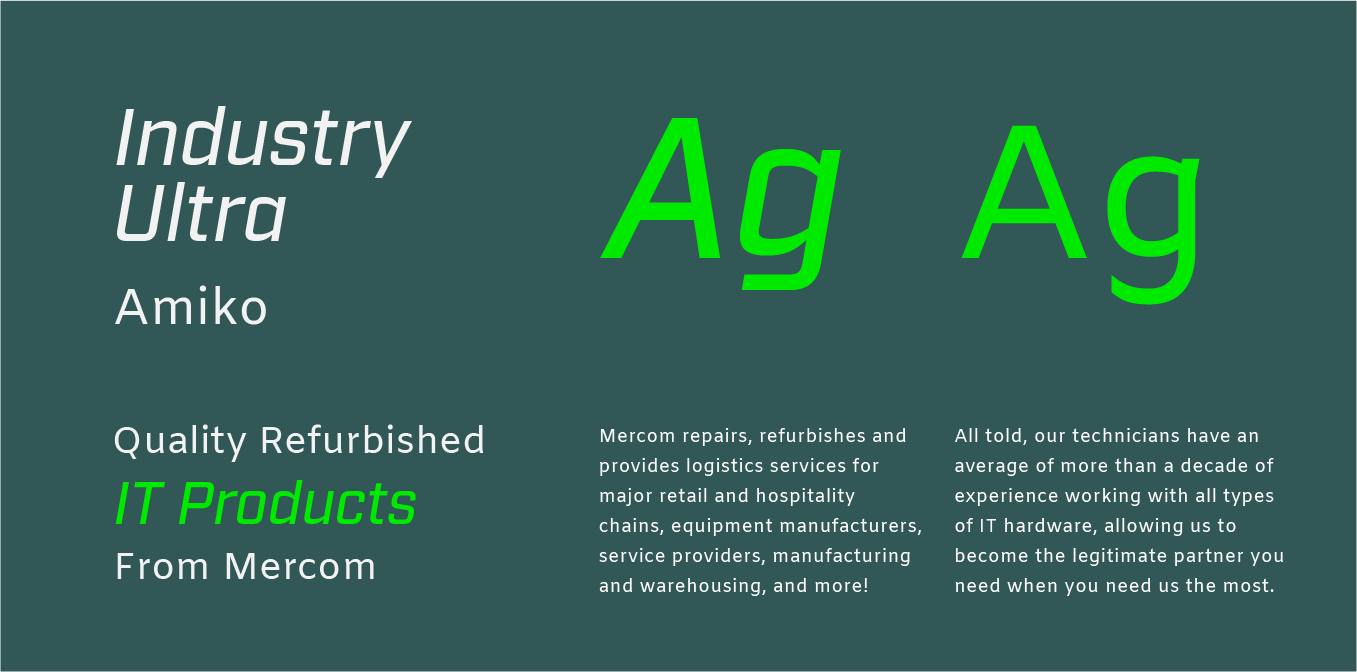 Dark gray product graphic for refurbished IT products, with bright green “Ag” and small white text.