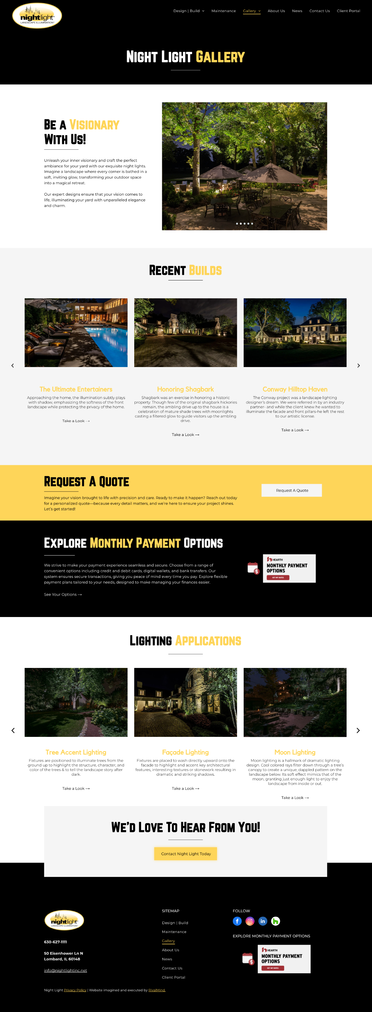 Dark-themed travel webpage with a large landscape photo, smaller destination thumbnails, and sections for tours and booking.