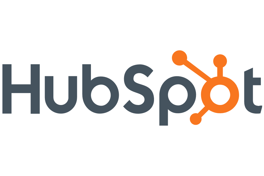 HubSpot logo in dark gray with an orange hub-and-spoke icon