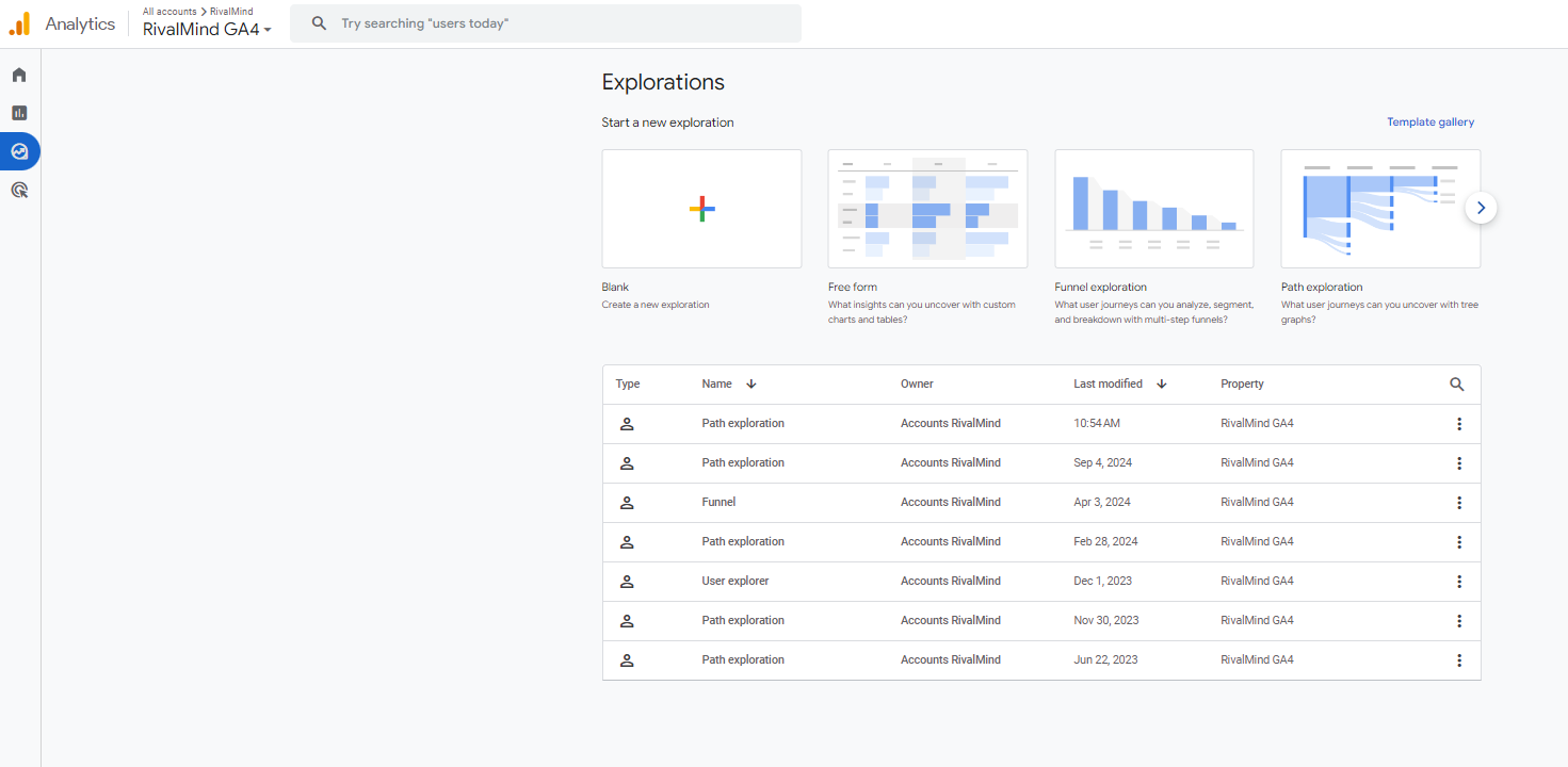 Analytics dashboard with blue charts and a data table on a white interface