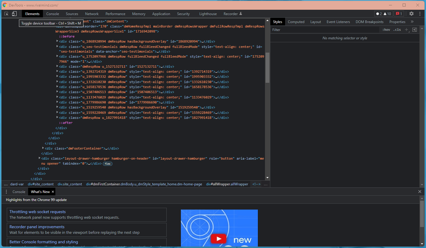 Dark-themed code editor with syntax-highlighted code and a browser preview pane on the right.